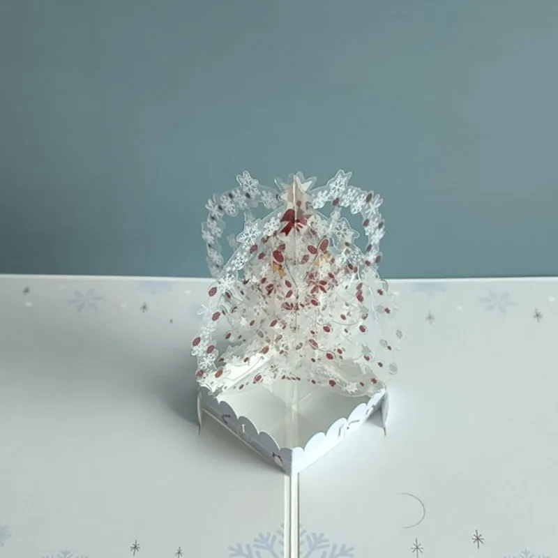 Creative 3D Pop-Up Christmas Tree Greeting Card Crystal Ball Design with UV Printing Christmas Decorations