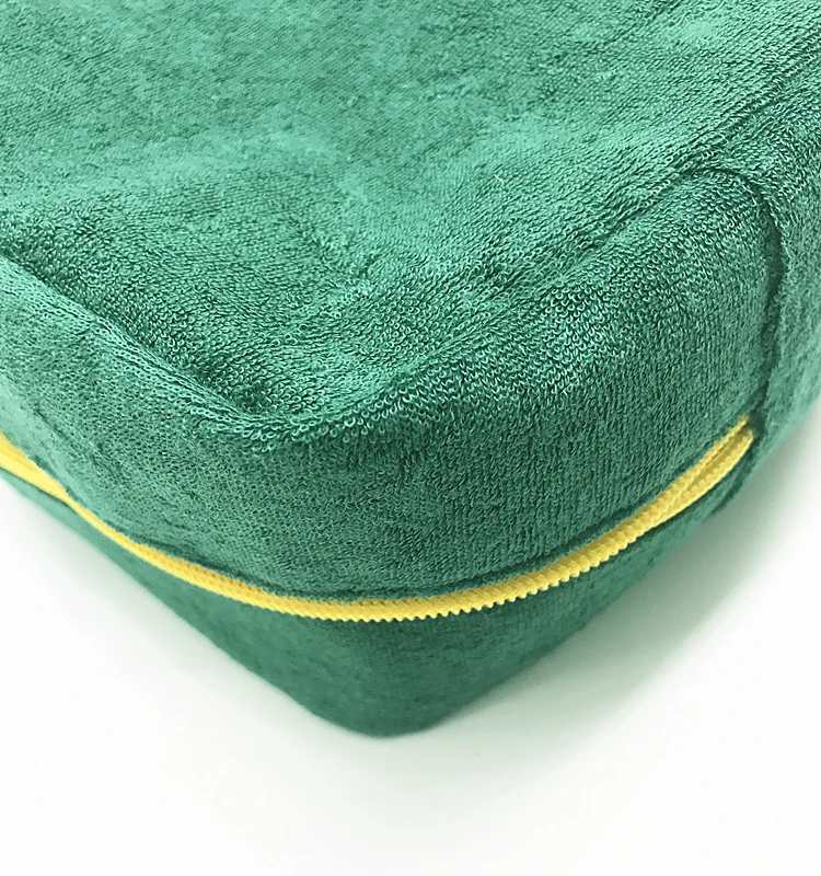  Eco friendly darker green RPET terry cloth makeup bags sustainable towel cosmetic pouch for