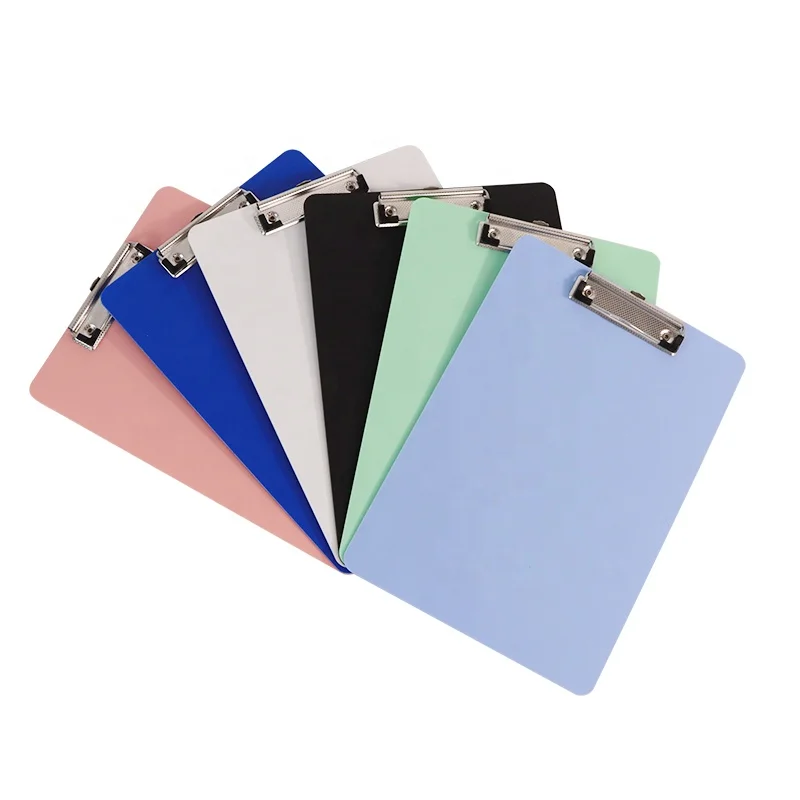 Plastic Multiple Colors Clip Boards With Low Metal Clip Hangable Low Profile Clipboard Standard A4 Letter Size For Student