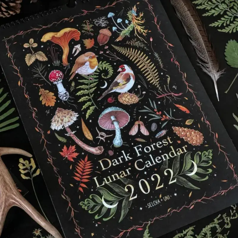 2022 Creative Dark Forest Lunar Calendar Wall Diary Learning Work Daily Calendar Time Planning Gift Dark Forest Lunar Calendar