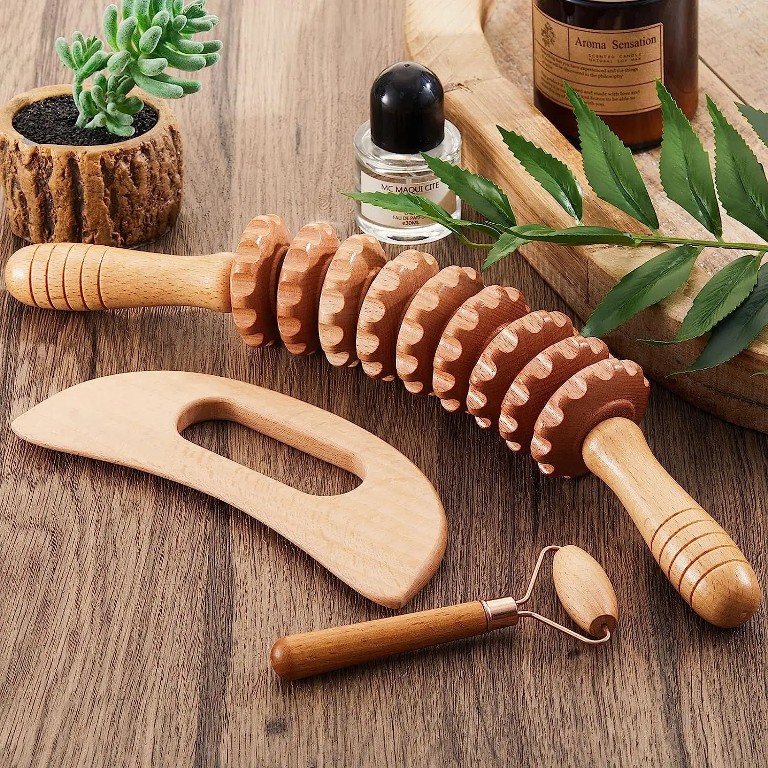 Gua Sha Anti Cellulite Massage Stick Wooden Massagers Wood Therapy Massage Tool For Lymphatic Drainage Body Sculpting