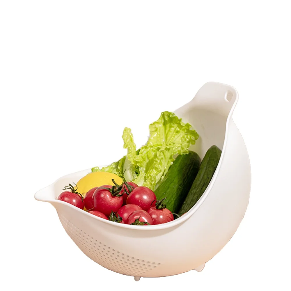 Rice Washer Strainer Bowl Plastic Kitchen Colander Strainer Basket Vegetable Fruit Washing Bowl with Strainer