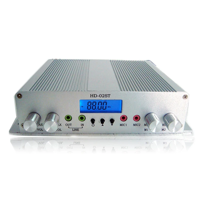 15W/ 25W FM radio transmitter stereo PLL broadcast station 88MHz-108MHz, 2 MIC Input audio amplifier for home school church