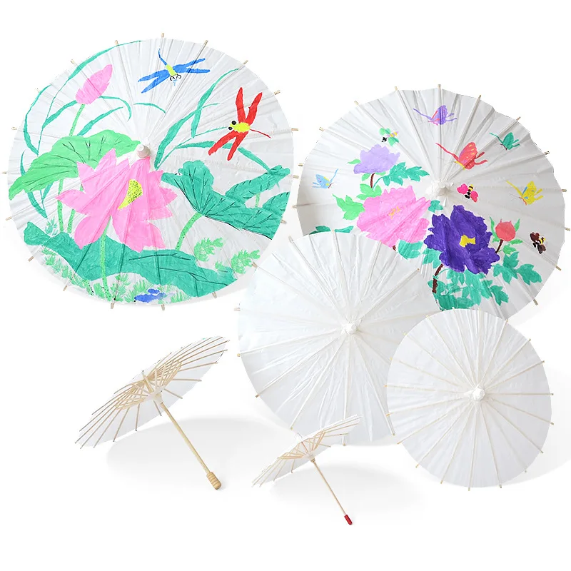 Paper Brida Wedding Umbrella White Parasols Handmade Plain Chinese Mini Craft Umbrella For Hanging Ornaments DH853