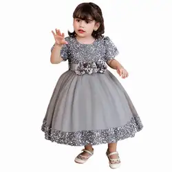 Western style layered fluffy princess dress Sequin gown for girls wedding party dress girls for 0-5 years old