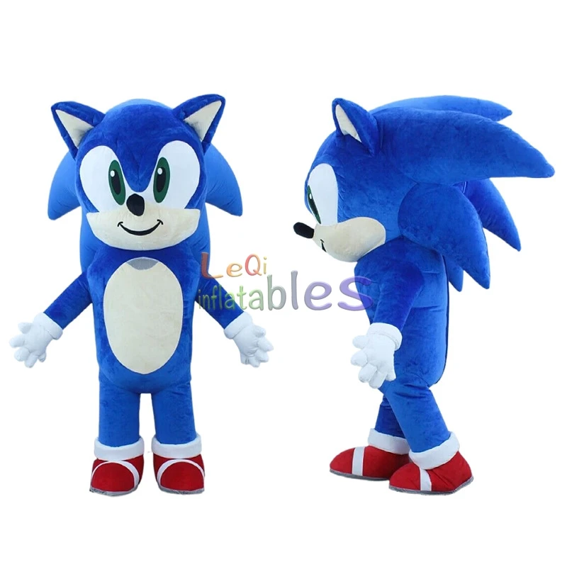 High Quality Sonic Inflatable Fur Mascot 3m High Inflatable Fur Walking Costume for Adults