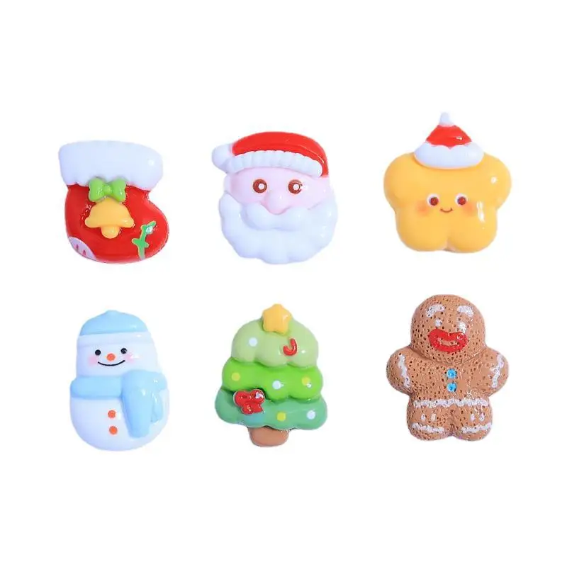 Hot selling Christmas decoration flat back elk resin crafts DIY handcrafted charm gingerbread man Christmas tree