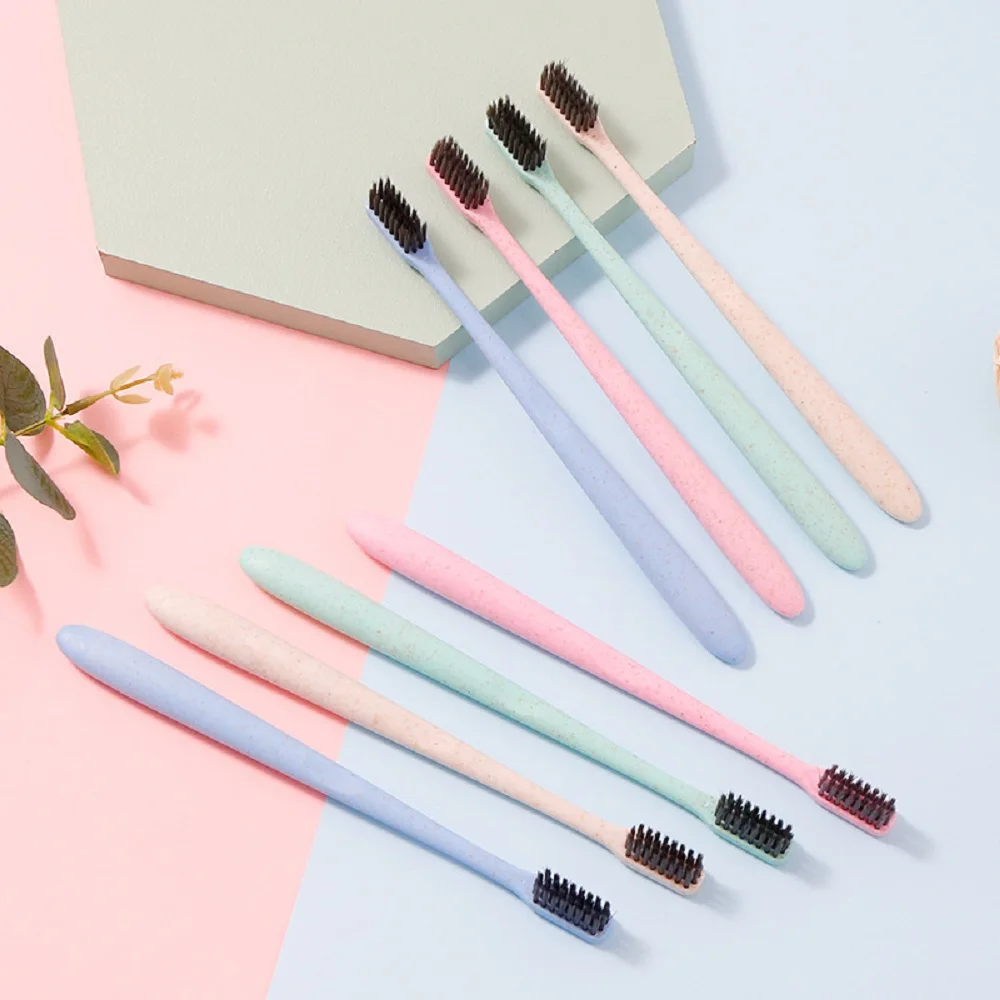 ECO-Friendly disposable wheat straw  toothbrush with toothpaste hotel toothbrush