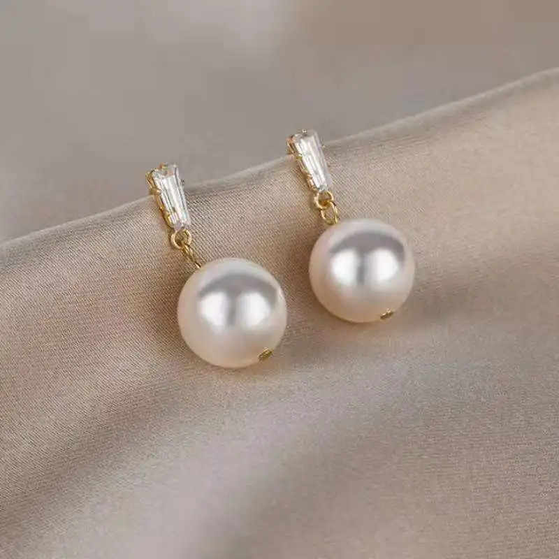 Korean Earrings Claw Setting Elegant Jewelry Anniversaries Fashionable Gold-Plated Girls Bow Pearl Earrings
