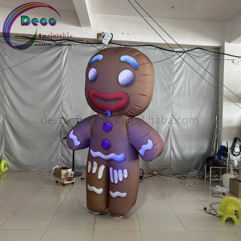 Custom Yellow Gingerbread Costume  Inflatable moving cartoon with LED Lights for Outdoor Parade & Stage Performances Advertising