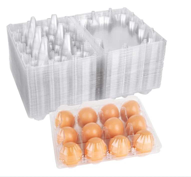 Plastic Egg Cartons Cheap Bulk, 1 Dozen Clear Egg Cartons for Chicken Eggs, Reusable Chicken Egg Tray Holders for Family Pasture