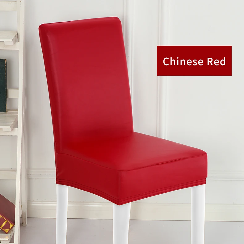 
Dinning Pu Cover Plastic Dining Room Chair Seat Cover Spandex Waterproof Oilproof Stretch Kitchen Chair Leg Cover 