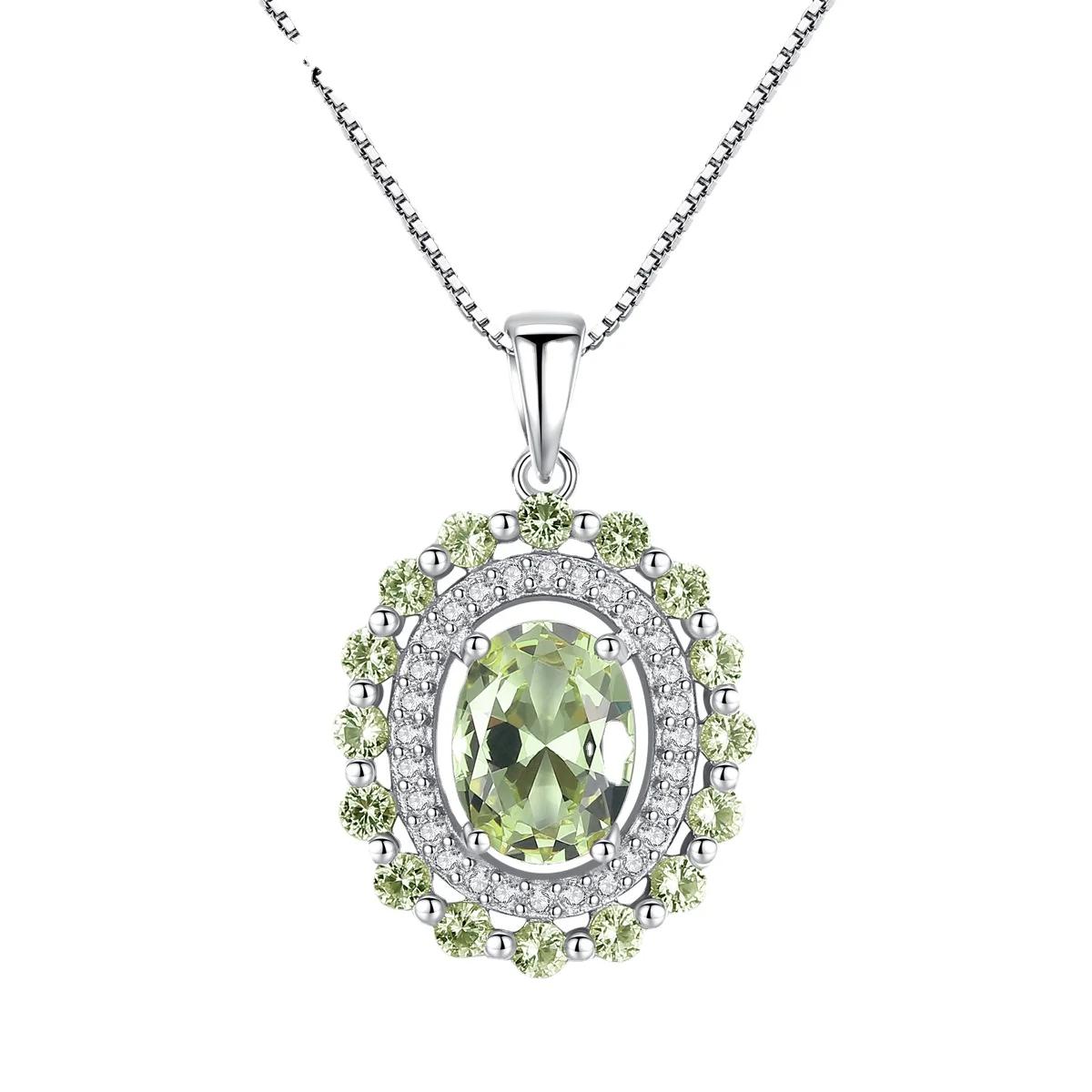 Оптовая продажа изготовленные на заказ ювелирная шкатулка цепочка ожерелье модные дизайнерские ювелирные изделия 925 стерлингового серебра оливина для женщин