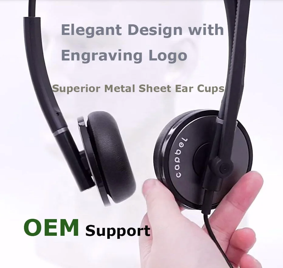 High Quality Customized Active Noise Cancelling USB Call Center Headsets With Call End Control Button for Business