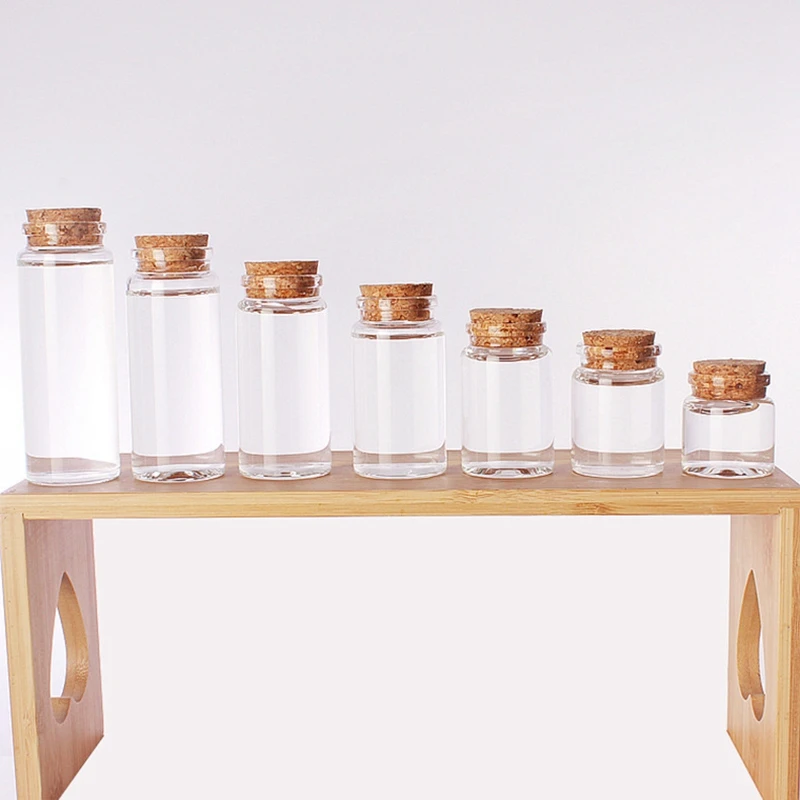 Food Grade Airtight Transparent Glass Canister Storage Jar Glass Tube Food Jar For Herb Spice Tea Container With Wooden Cork