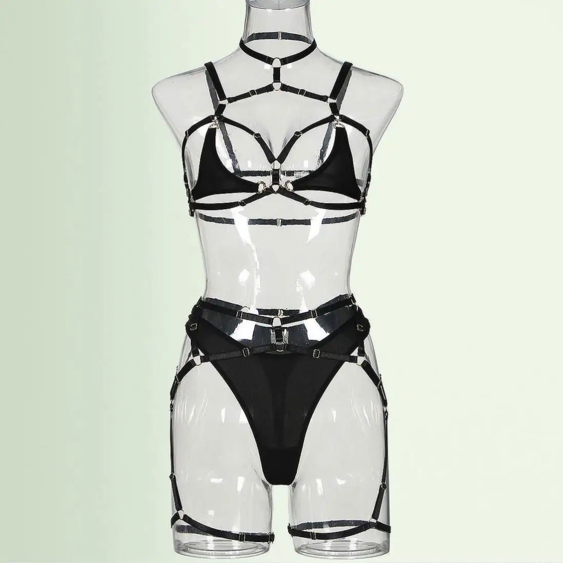 Sissy Bilizna Set Sensual Lingerie Naked Baby Dolls Erotic Suit Cut Out Halter Bra Fantasy Bandage Bilizna Set