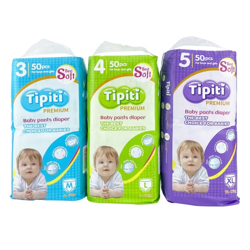 Tipiti Best Price New born Disposable Ultra Absorbent Nonwoven Fabric Baby Pants Diaper For Babies
