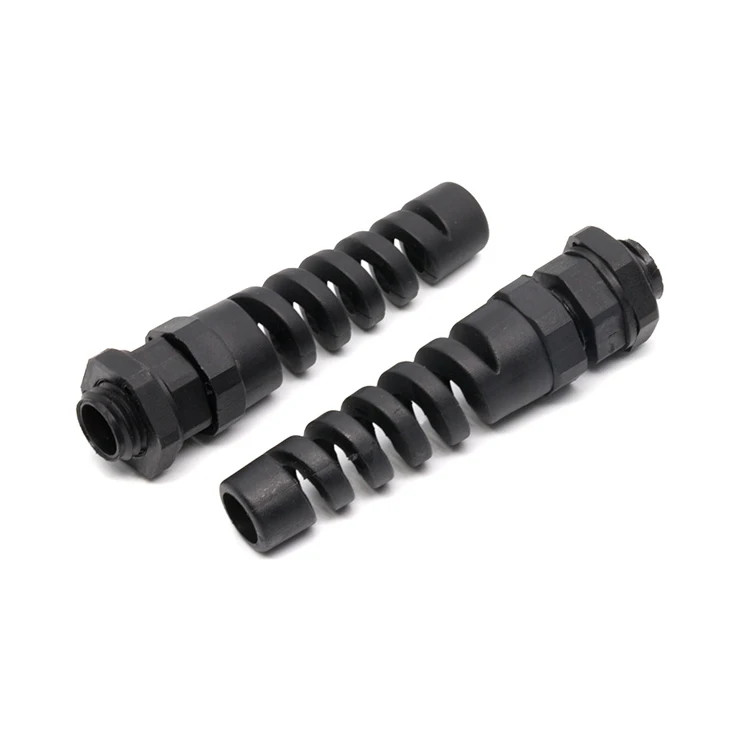 High quality IP68 waterproof M18-R plastic long thread spiral nylon cable gland with strain relief