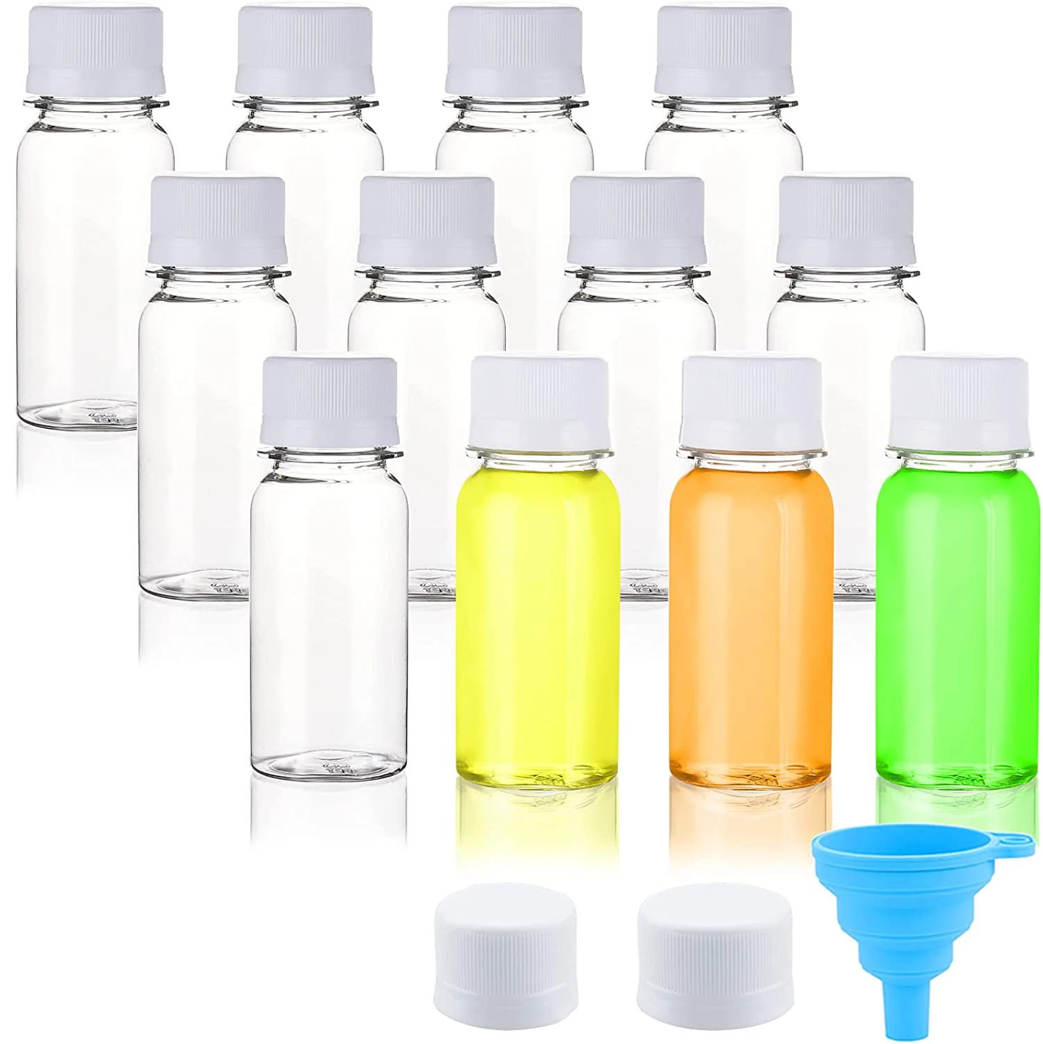 F New Round 2oz Clear Juice Bottle with Screw Cap for Beverage Milk Tea 60ml Round Plastic bottles with safety cap