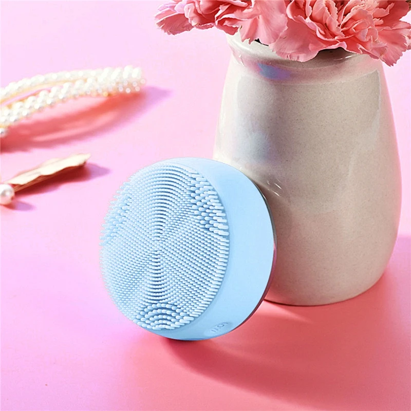 Popular silicone face cleaning brush ems micro vibration face cleans wash firming wrinkles electric face cleanser brush