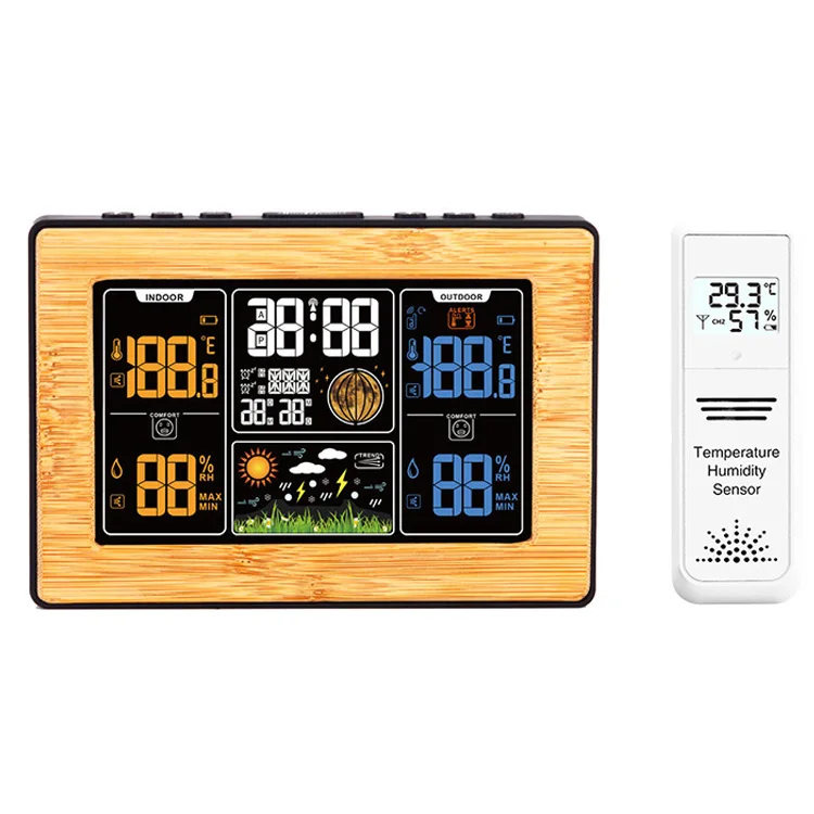 Digital Thermometer Hygrometer Weather Station Clocks Temperature with Hygrometer Indoor And Outdoor Temperature Hygrometer