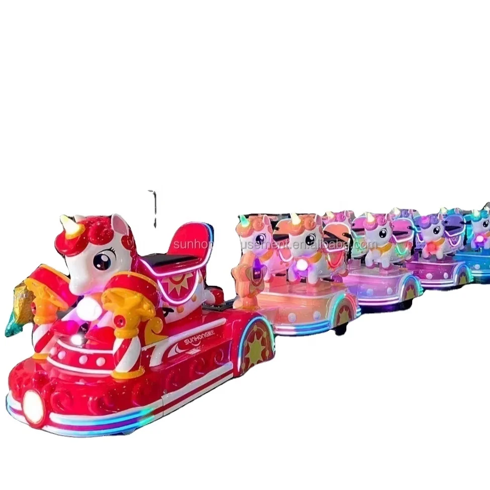 Best Price Battery Train DC Brush Less Controller Stylish Appearance Unicorn Train For Amusement Park.