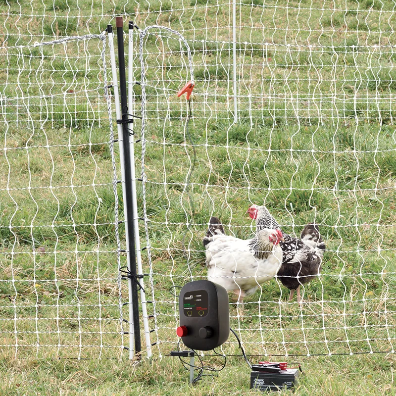 Low-cost battery  0.5 joule low-impedance electric fence energizer  short-length fences for sheep, goats, poultry and wildlife.