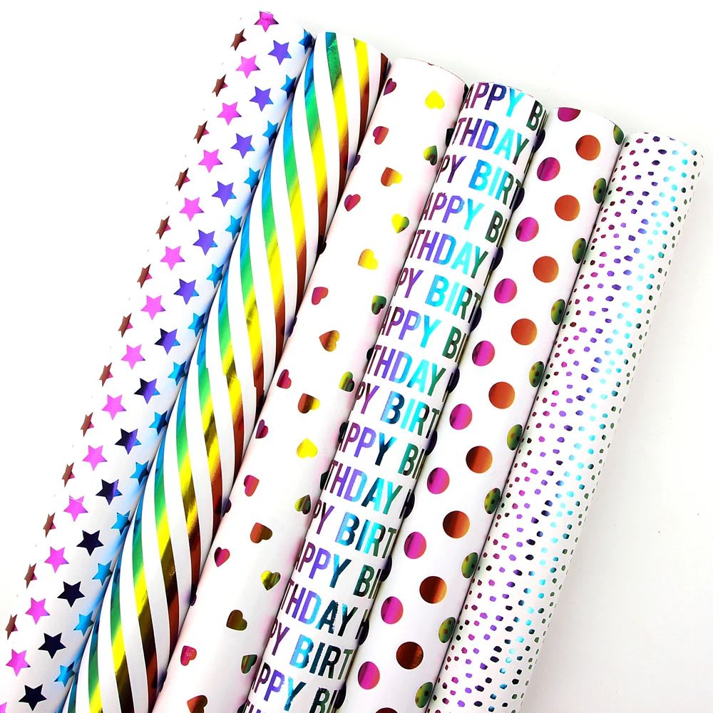 Rainbow Stamp Printed Wrapping Paper Rolls, Wrapping Gift Paper Manufacturer