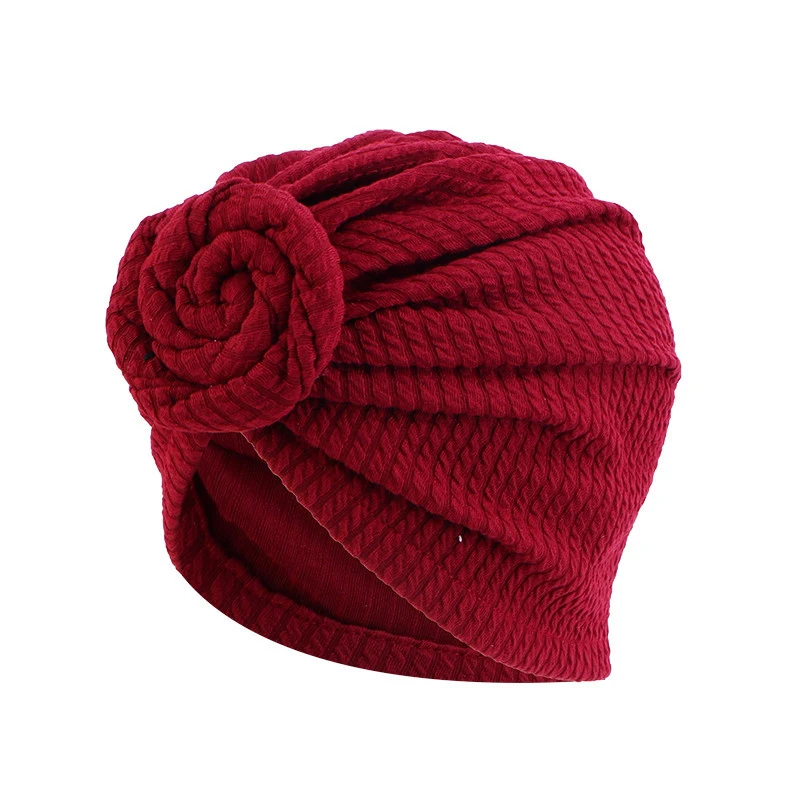 Amazon Hot Autumn Women Muslim Knotted Plain Top Knot Hat Cotton Cap Beanie Twisty Hair Turban
