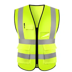 Construction Jacket Multi Function High Visibility Clothing Polyester Mesh Vest Hi Vis Work Security Reflective Safety Vest