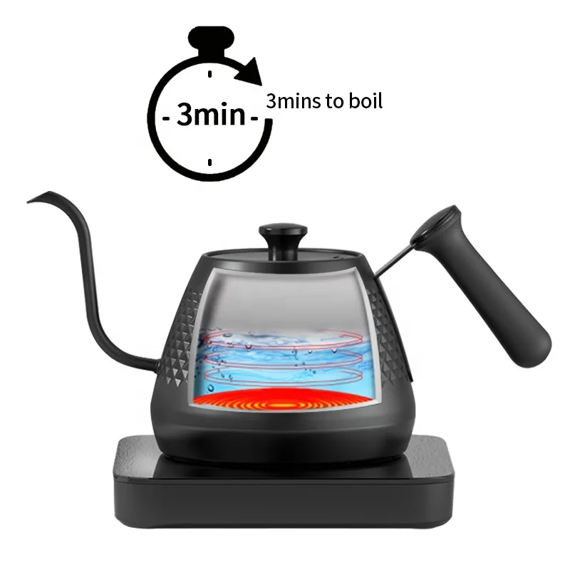 Keep Warm 600ml Pour Over Coffee Tea Kettle Digital Coffee Kettle Hand Drip Coffee Maker Manufacturer