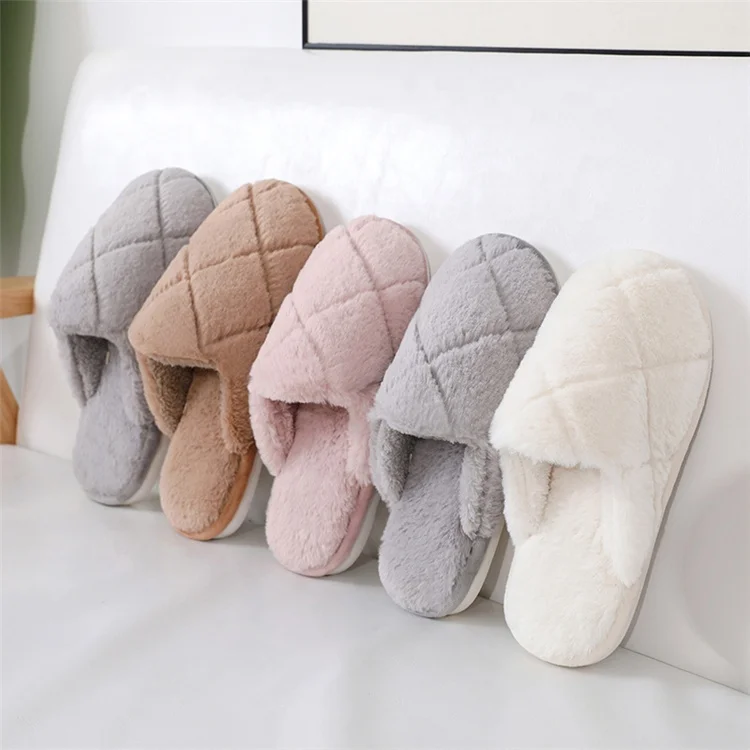 Горячая Распродажа ромбовидная изоляция плюшевая шерсть домашняя мягкая подошва пара новые хлопковые зимние теплые тапочки зимние тапочки для дома