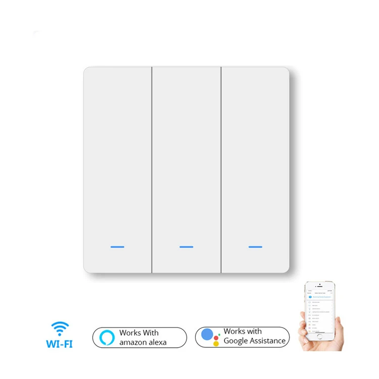 New Design Big Button UK EU Smart Electric Wall Switch 1/2/3Gang Push Zigbee Switches