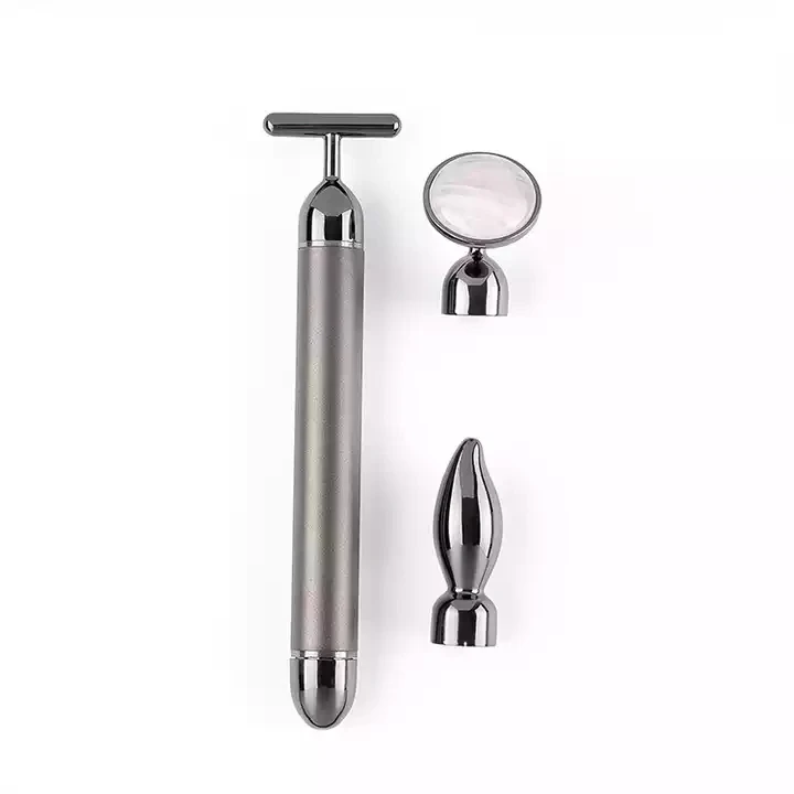 3 in 1 Electric Jade  Roller  Face Massager Skin Lifting T Shape Beauty Bar Pink Quartz Gold Vibrating Face Roller