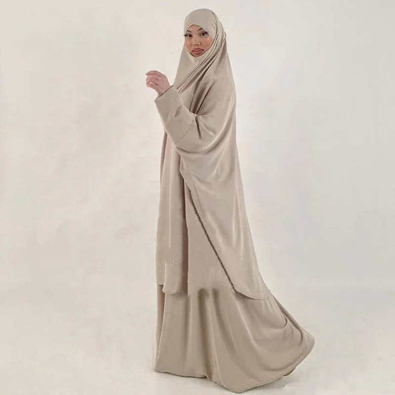 Jilbab для женщин комплект из 2 предметов мусульманская молитвенная одежда абайя длинное хиджаб-платье хиджаб Рамадан