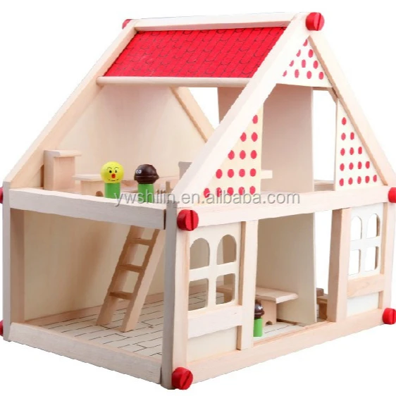 Wooden Dolls House With 24 Piece Furniture Set