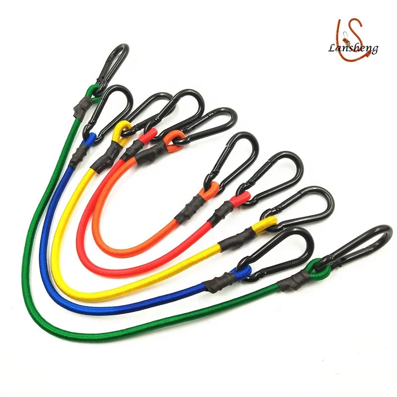  Good Quality Technology Production Heavy Duty Rubber Bungee Cords With Carabiner