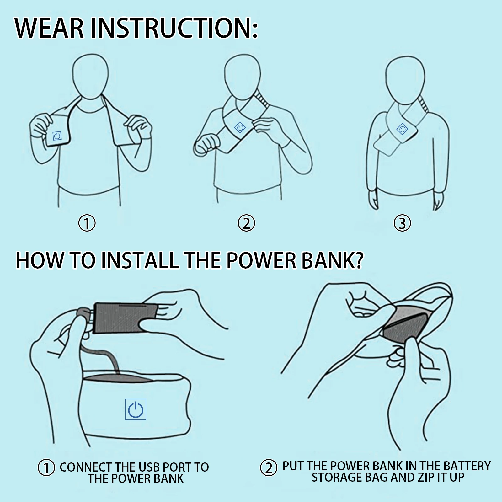Зимний шарф с подогревом женский шарф с подогревом шарф с USB подогревом