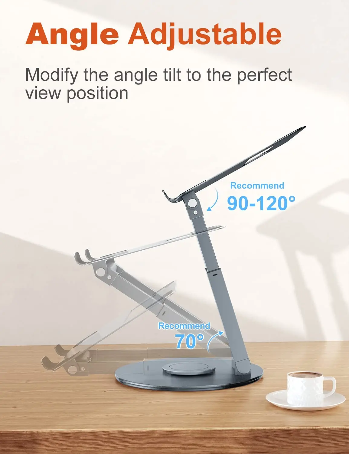 Great Roc OEM/ODM foldable portable laptop rotating notebook stand free height adjustable laptop holder with 360 rotatable base