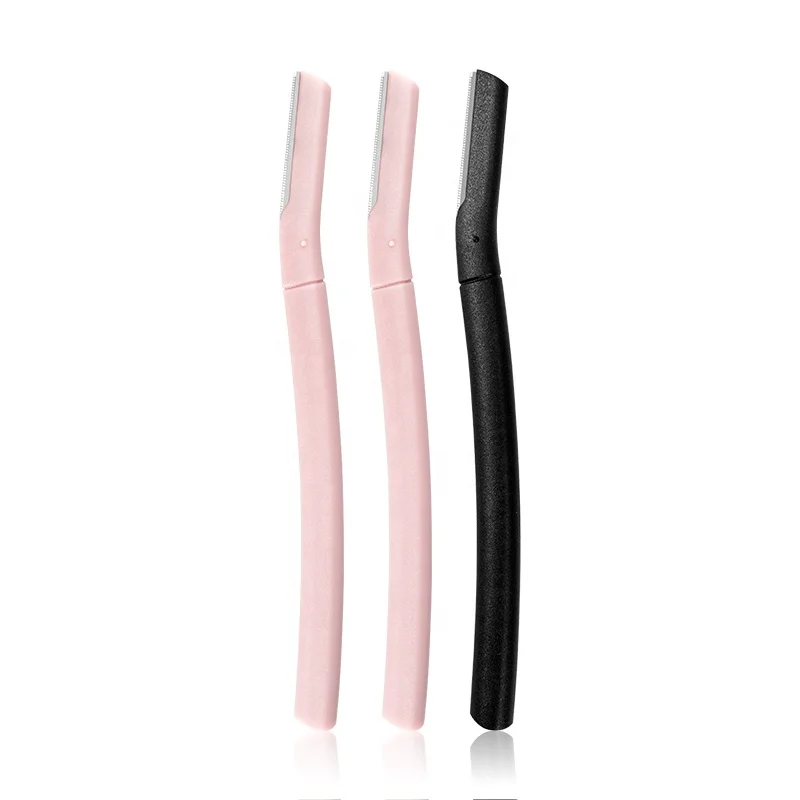 Customized classic straight handle stainless steel eco eyebrow razors with OPP box