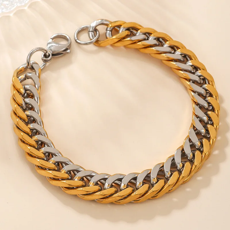 Hot Selling Titanium Steel Gold And silver Mixed Snake Bone Bracelet Vintage Hip-Hop Style Shipped Europe United States