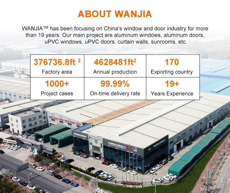 WANJIA American Wholesale Villa House French Windows Big Aluminum Windows Double Glass Tempered Window Casement Windows