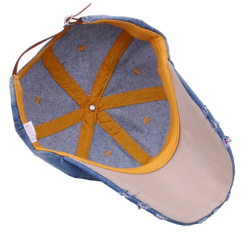 New Denim Hip Hop Caps Fashion Leisure Woman Cap With Hope Rhinestones Vintage Jean Cotton Baseball Caps For Men Hot Sale