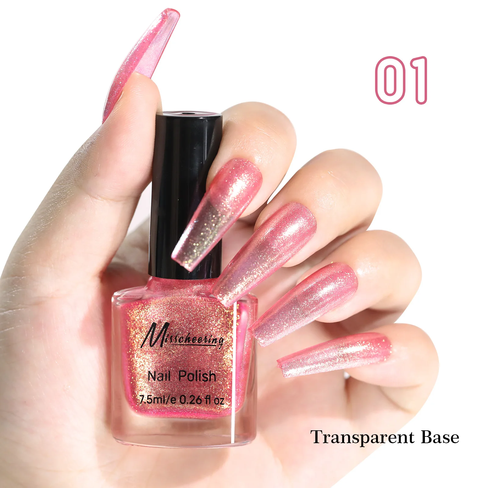 Misscheering 7.5ml Dazzling Nail Art Gel Aurora Chameleon Pink Gold Flakes Varnish Soak Off Semi Permanent UV Glitter Gel Polish
