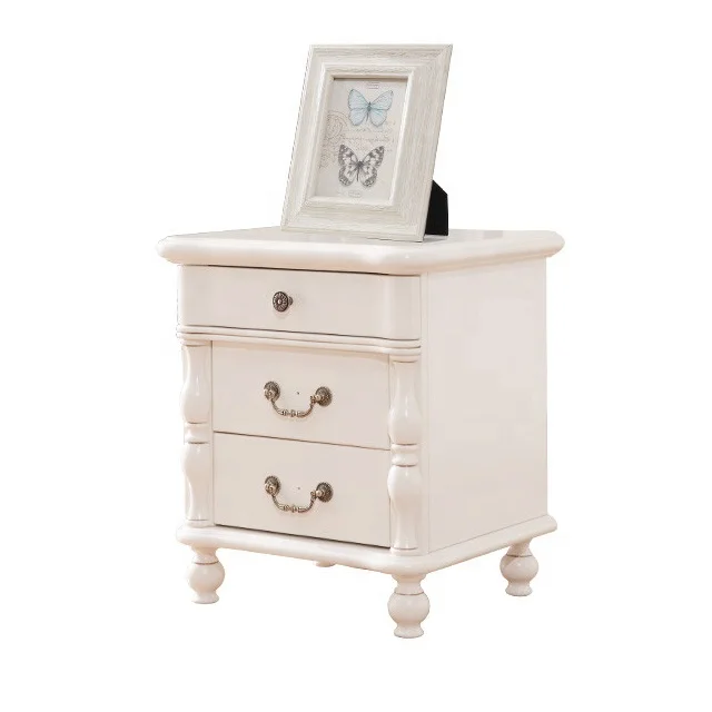 wholesale french smart bedside table modern with 3 drawers glossy white