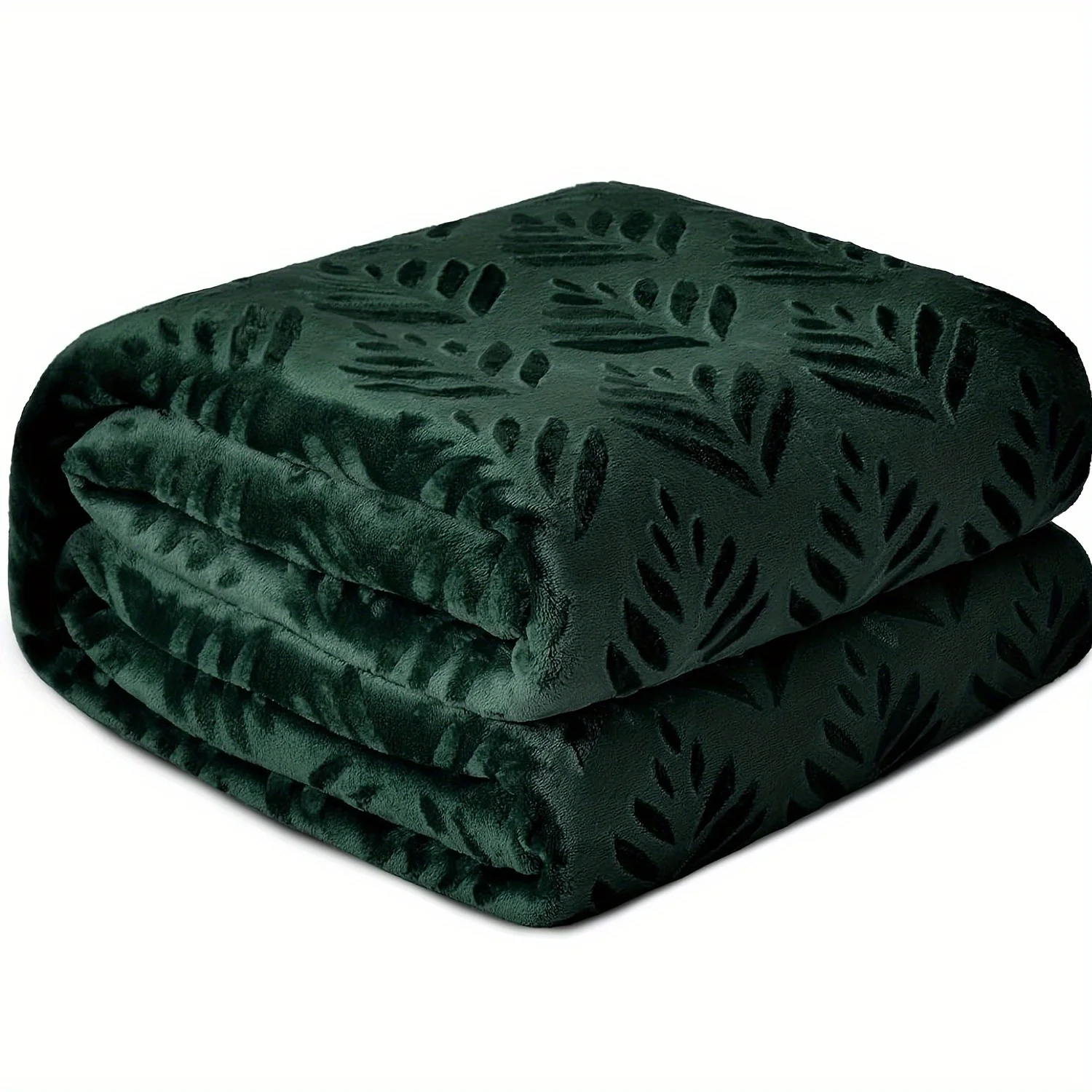 Emboss Throw Blanket For Couch Super Soft  Warm Nap Blankets For Fall Winter  Plush Fuzzy And Lightweight Forest Green Blanket