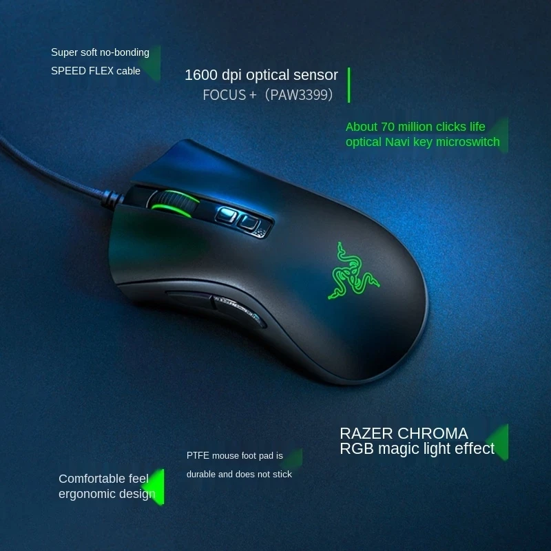 Razer DeathAdder V2 Киберспорт RGB свет кабель компьютер игровая мышь для ноутбука CF макро