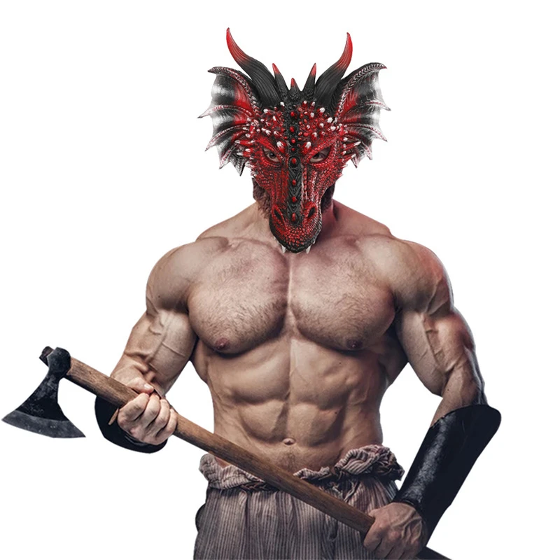 Red Dragon Halloween Party PU Mask Cosplay Dragon Wing Tails Costume party masks for adults