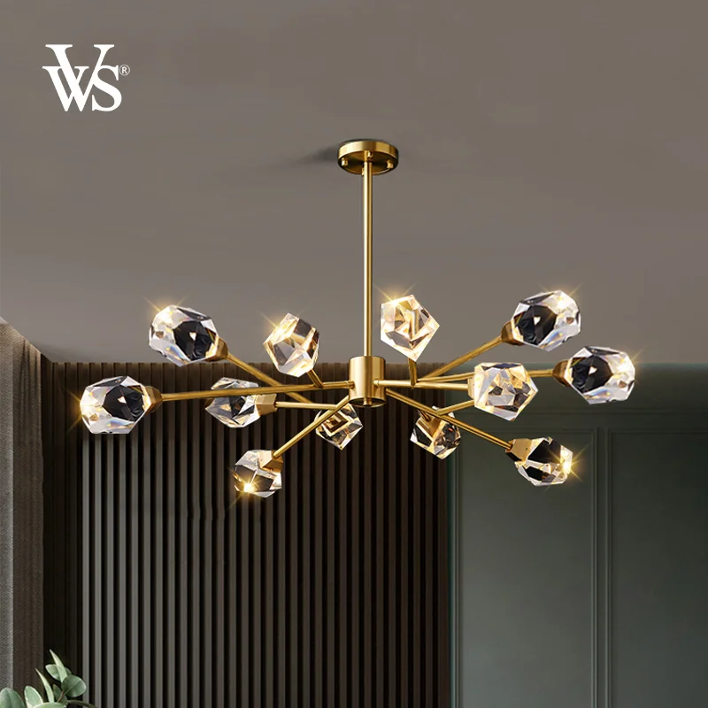 VVS Pendant Luxury Light For High Ceilings Large Chandeliers Art Deco Copper Modern Lighting Crytal  Chandelier Crystal