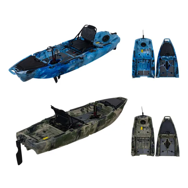 New Arrival Factory Wholesales Single Seat Module Fishing Kayak Fin pedal Canoe Boat with 2 piece Module for Easy Carrying